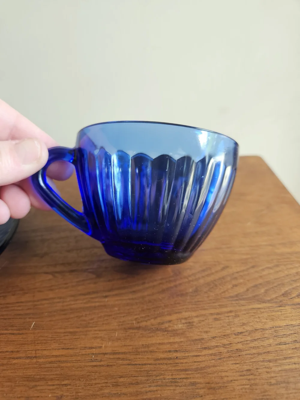 Brazil Cobalt Blue Glass Teacup and‎ Saucer